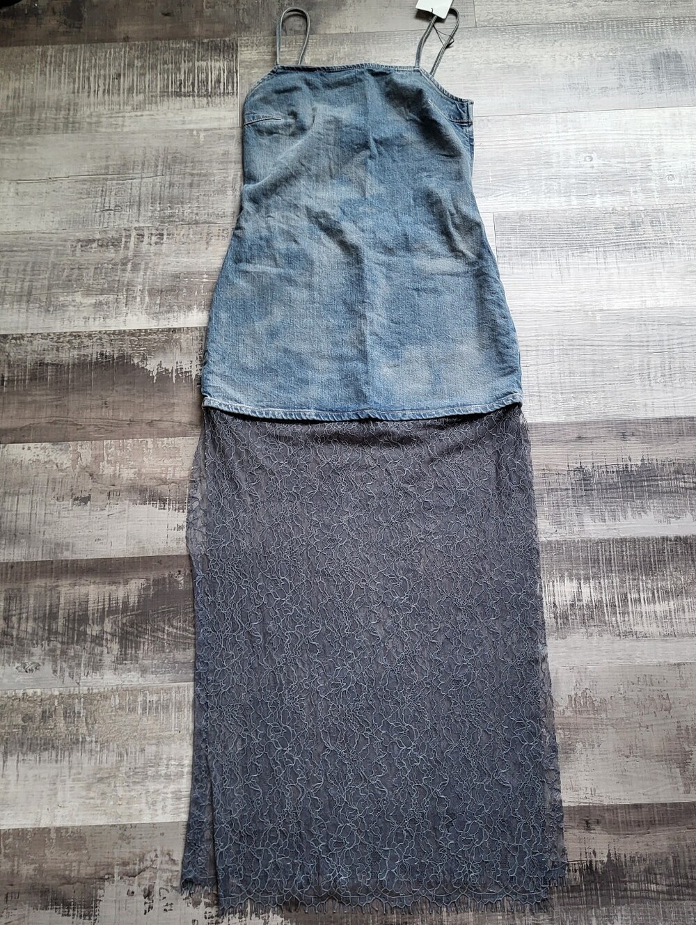 BLOGGER Favorite NWT Zara Limited Edition Lace Trim Denim Dress Size Small Maxi